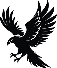Vector silhouette of flying Eagle an white background 