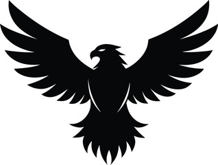 Vector silhouette of flying Eagle an white background 