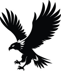 Vector silhouette of flying Eagle an white background 