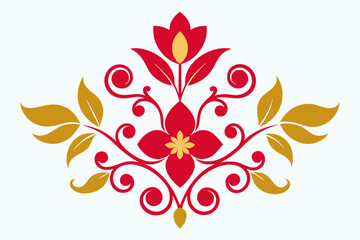 Floral Pattern in Victorian Style on a white background