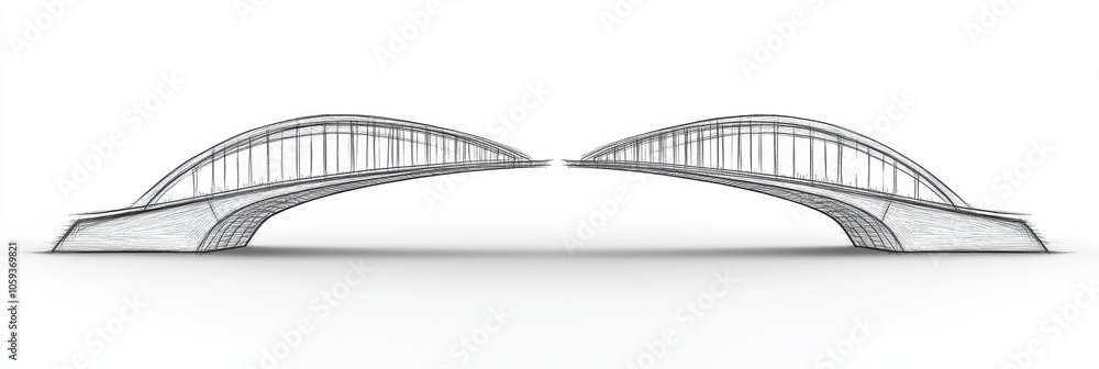 Fototapete an abstract representation highlights a bridge with smooth arches standing apart, emphasizing its un