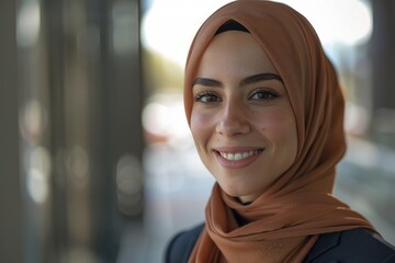 Portrait of smiling businesswoman in hijab