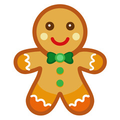 Obraz premium A charming gingerbread cookie character illustration, featuring a joyful expression, perfect for holiday, Christmas, and seasonal designs conveying warmth and sweetness.