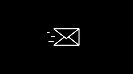 mail envelope animated outline icon on black background. mail envelope 4k video animation for web, mobile and ui