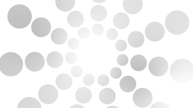 Animated increasing silver dots circles from the center. Abstract background with copy space. Looped video. Vector illustration isolated on white background.