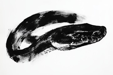 Black Ink Snake, Abstract Art, Animal, Wildlife, Reptile