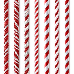 Obraz premium Candy Cane Variations 3D Rendered Red and White Striped Candies, Christmas, Festive, Decoration, Sweet Treat