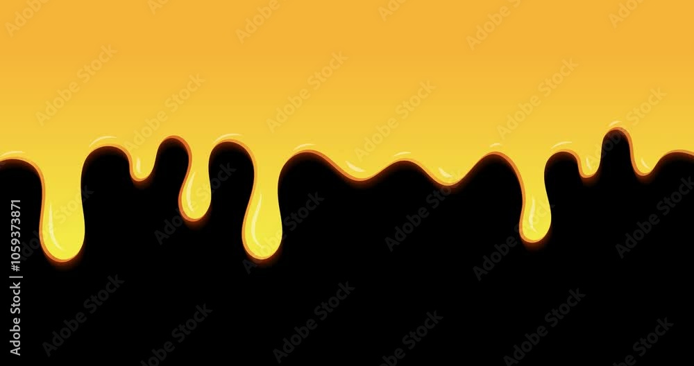 Poster dripping honey animation. realistic drops of honey. dessert background with melted honey. dripping h