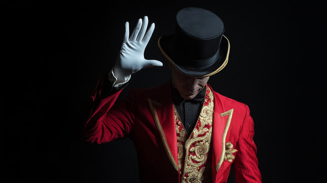 Man dressed as the ringmaster.