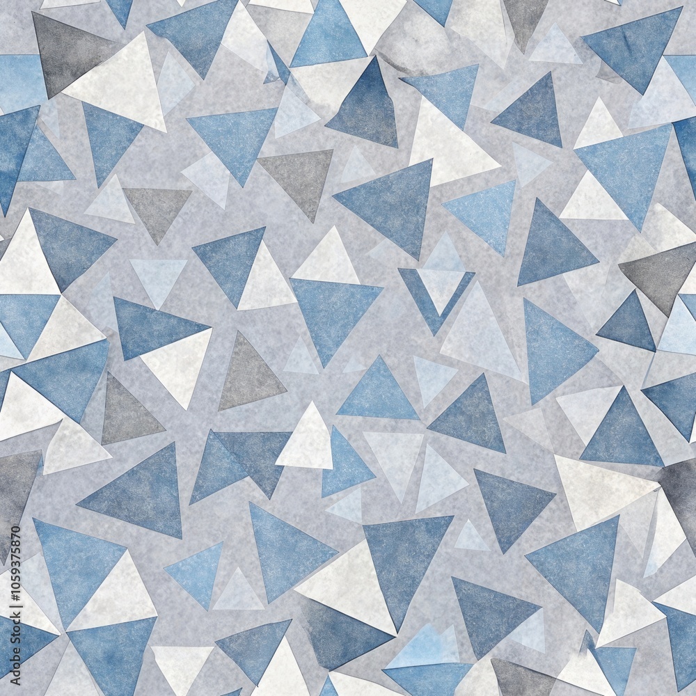 Poster abstract blue and gray geometric triangle pattern on textured background
