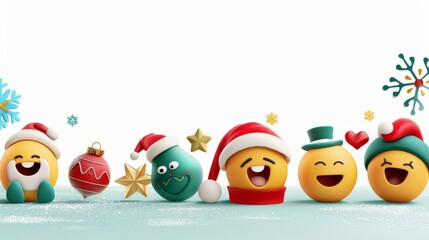 Obraz premium Group of emojis in christmas costumes