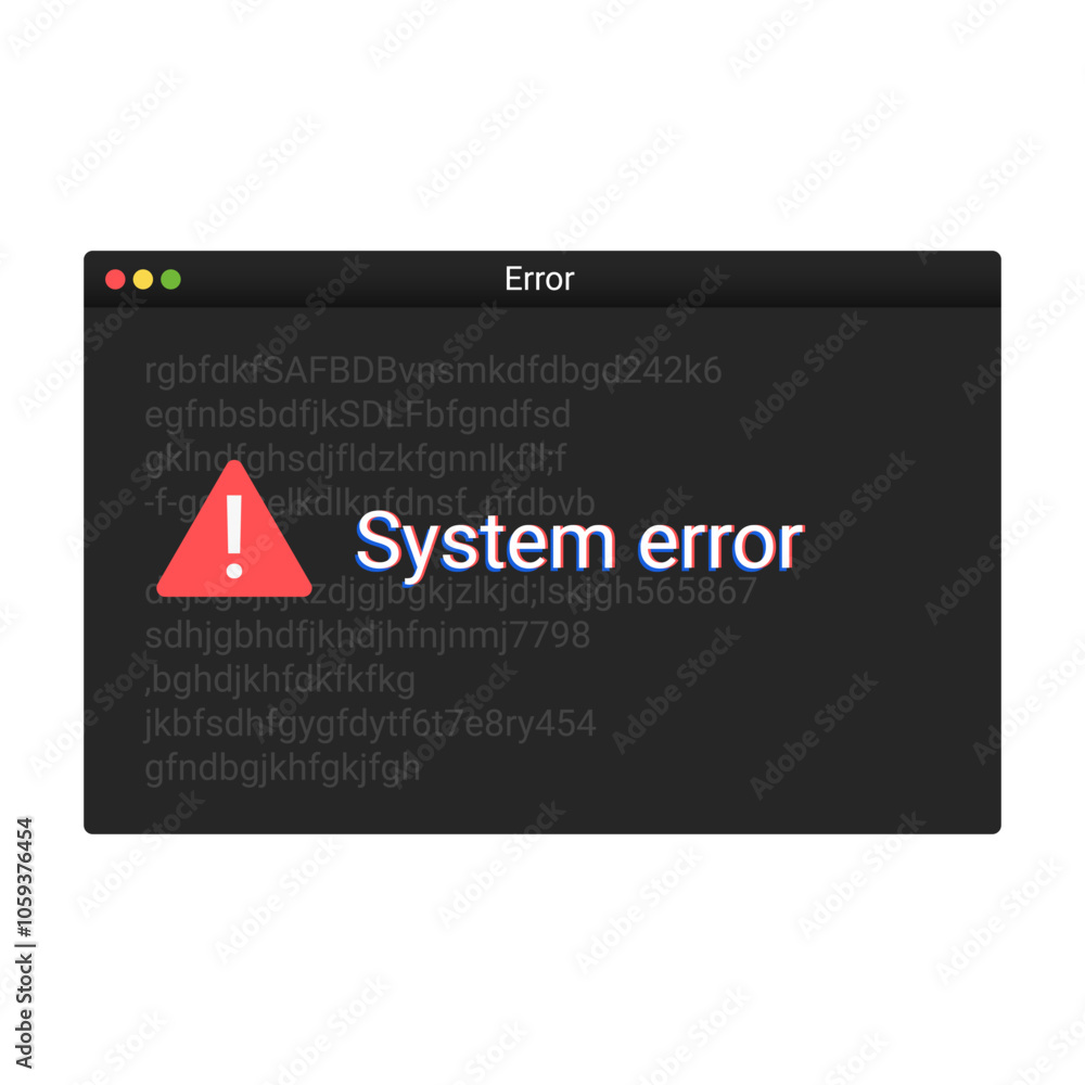 Poster system error message on the black background. virus crashed operation system.