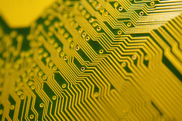 Computer motherboard. Details of a mainboard back