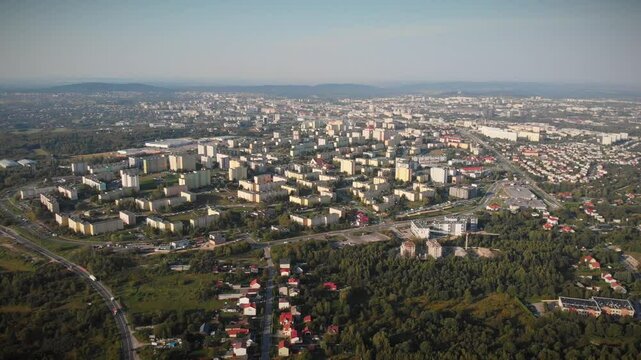 Kielce, Polska, widok na miasto o poranku (osiedle Na Stoku,osiedle Świętokrzyskie)