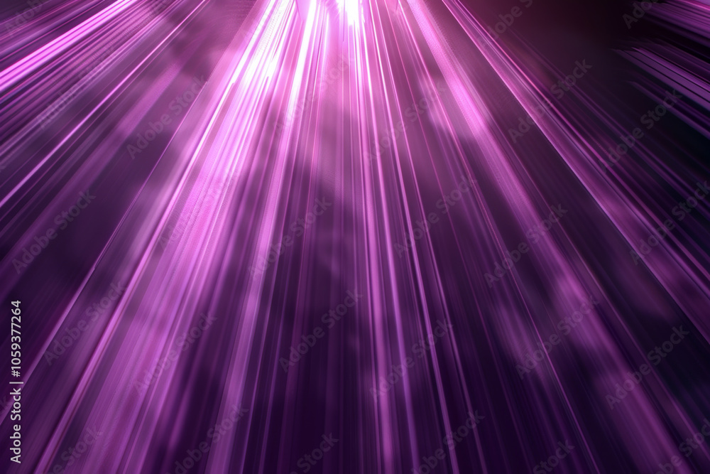 Poster a multitude of bright purple light beams streams diagonally across a dark backdrop, creating an ener
