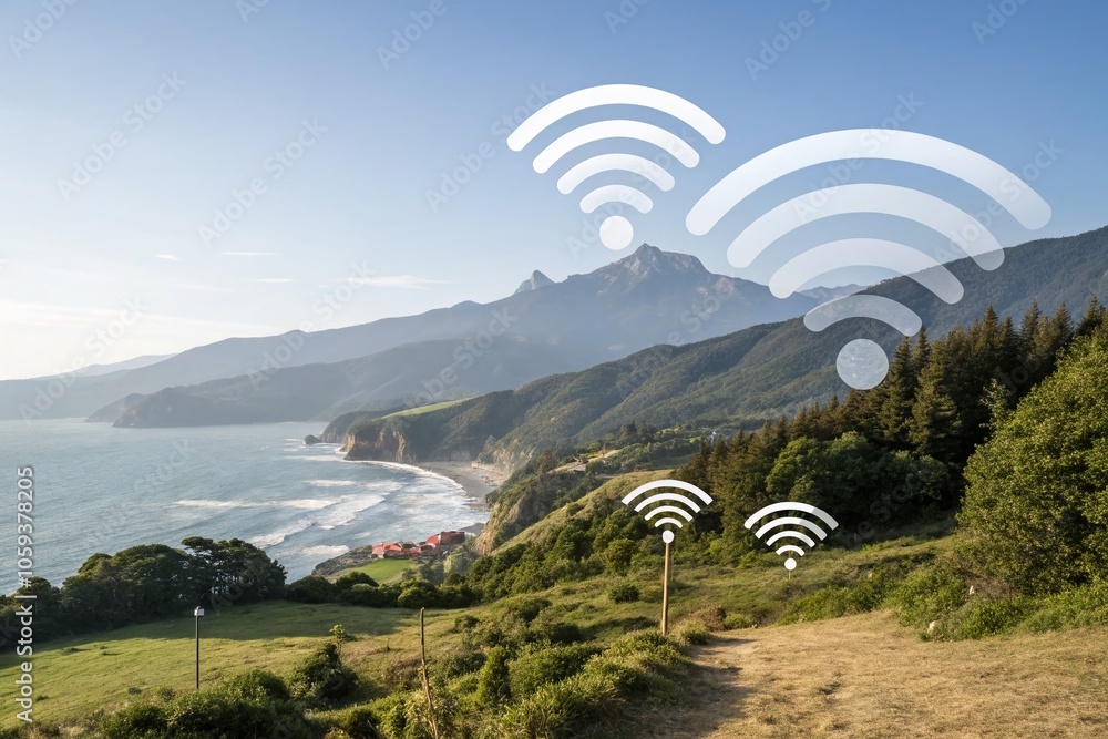 Poster minimalistic wifi connection art design for modern technology and communication concepts