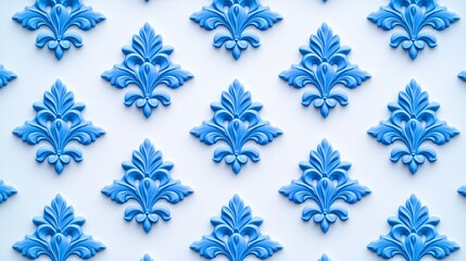 Elegant Vintage Blue Damask Wallpaper Background in High Resolution Photo