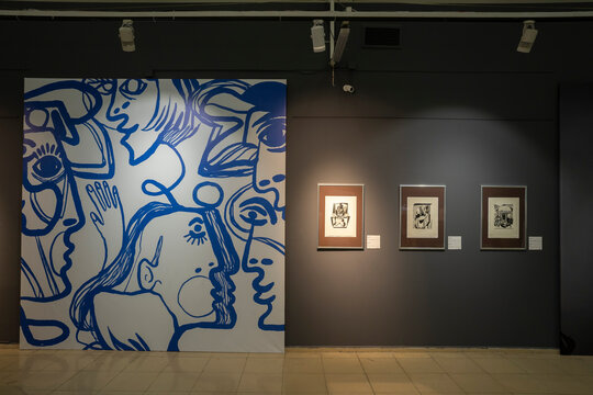Izmir, Turkey - October 29, 2024 : Pablo Picasso exhibition view during Culture Route Festival İzmir in Turkey