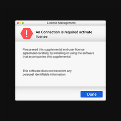 Obraz premium Modern license message for user. Warning message with information. License agreement notification.