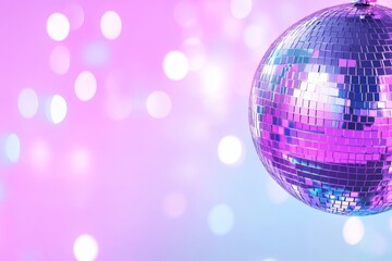 Vibrant retro poster featuring neon lights and disco ball in a colorful party atmosphere