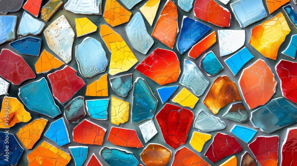 Aufkleber a colorful abstract mosaic composed of variegated shards arranged in a captivating pattern, displayi