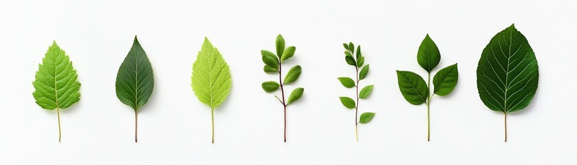 Obraz premium A collection of various green leaves showcasing diverse shapes and textures, perfect for nature and botanical themes.