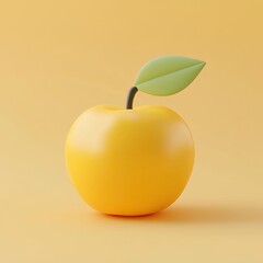Vibrant Yellow Apple on a Warm Yellow Background