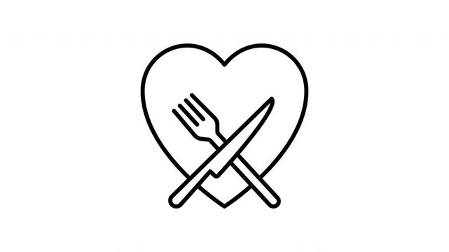 Healthy eating animated line icon. Black color line icon animation. 4K video with transparent background
