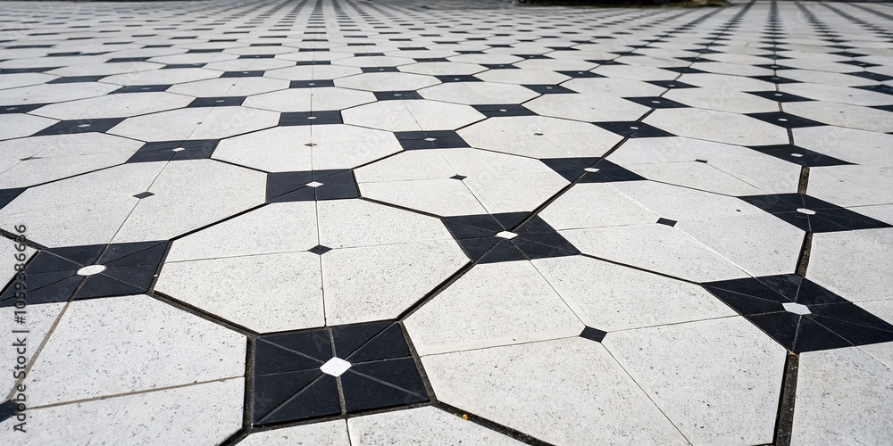 Poster monochrome geometric pattern - square dots and hexagonal grid design for modern backgrounds