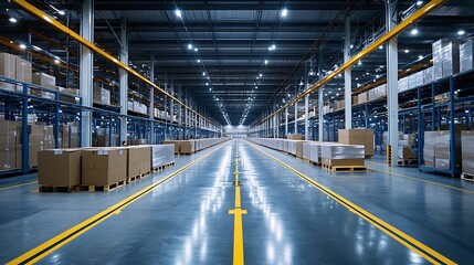 Obraz premium Coordinated logistics processes with optimized workflows in a technology-driven hub