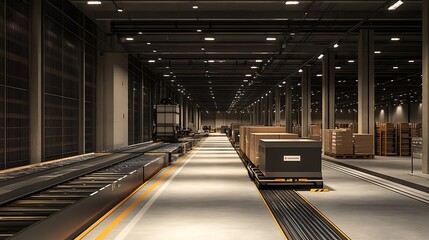 Fototapeta premium High-tech logistics center using software tools for efficient delivery and workflow