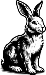 A rabbit or Easter Bunny animal illustration in an old vintage engraved etching woodcut style