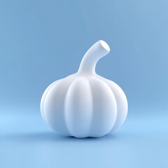 Minimalist White Pumpkin on Blue Background