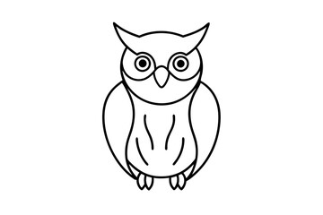 Simple Owl Line Art Illustration Vector