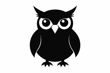 Owl black silhouette vector illustration design