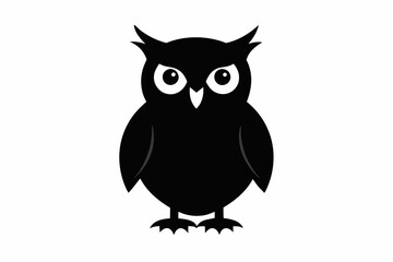 Owl black silhouette vector illustration design