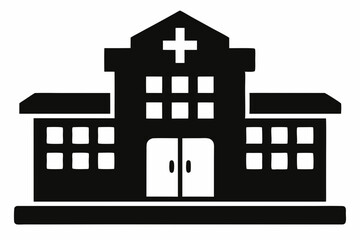 Hospital building silhouette vector, Hospital icon symbol