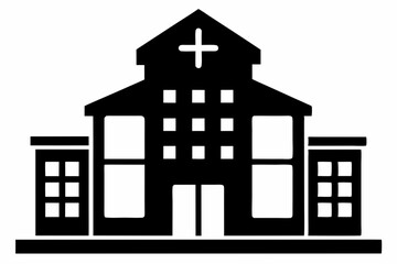 Hospital building silhouette vector, Hospital icon symbol