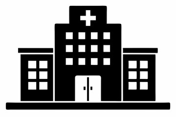 Hospital building silhouette vector, Hospital icon symbol