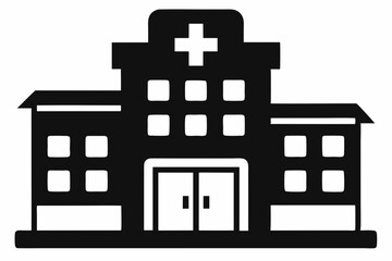 Obraz premium Hospital building silhouette vector, Hospital icon symbol