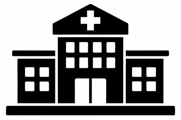 Hospital building silhouette vector, Hospital icon symbol