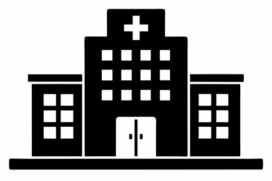 black hospital building icon clip art preview
