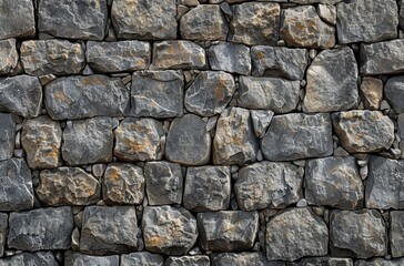 Fototapeta premium Close Up of a Gray Stone Wall With Green Moss