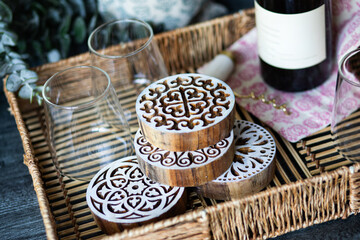 elegant setup for a wine party