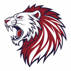 A powerful and dynamic illustration of a roaring lion, perfect for adding a touch of strength and ferocity to your designs. This bold graphic is ideal for sports teams, branding.