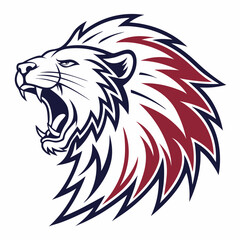 A fierce and bold illustration of a lion's head, perfect for adding a touch of power and strength to your designs. This striking graphic is ideal for sports teams, logos.