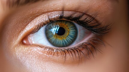 Fototapeta premium An eye with a cornea detail, symbolizing ophthalmology and vision care
