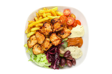Grilled Chicken Skewers with Fresh Salad and Vegetables - High Quality
Grilled Salmon with Lemon, Rice, and Mixed Salad - Premium Quality
Juicy Grilled Chicken Fillet with Rice and Fresh Vegetables - 