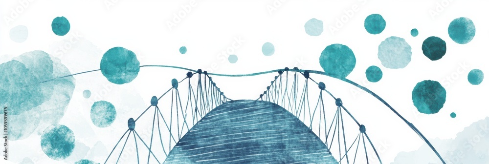 Aufkleber The artwork features a creatively stylized bridge with flowing lines and playful colors, suggesting a tranquil environment and connection. Generative AI