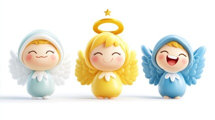 Christmas emojis in angel hats